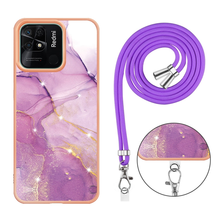 Electroplating Marble Dual-side IMD Phone Case with Lanyard