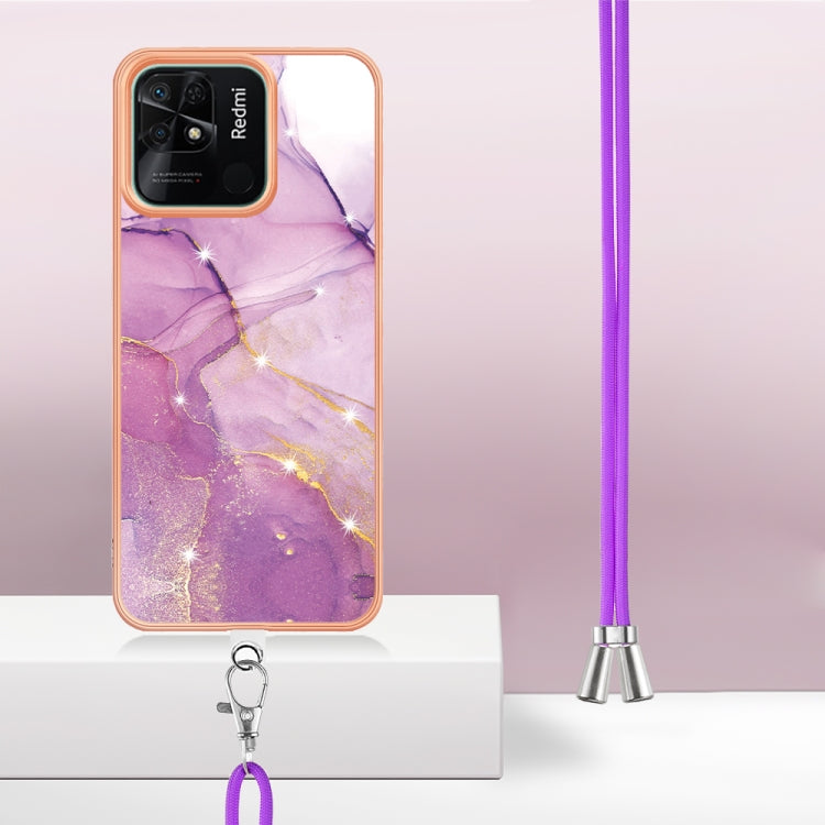 Electroplating Marble Dual-side IMD Phone Case with Lanyard