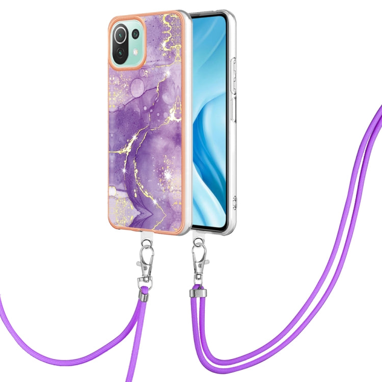 Electroplating Marble Dual-side IMD Phone Case with Lanyard