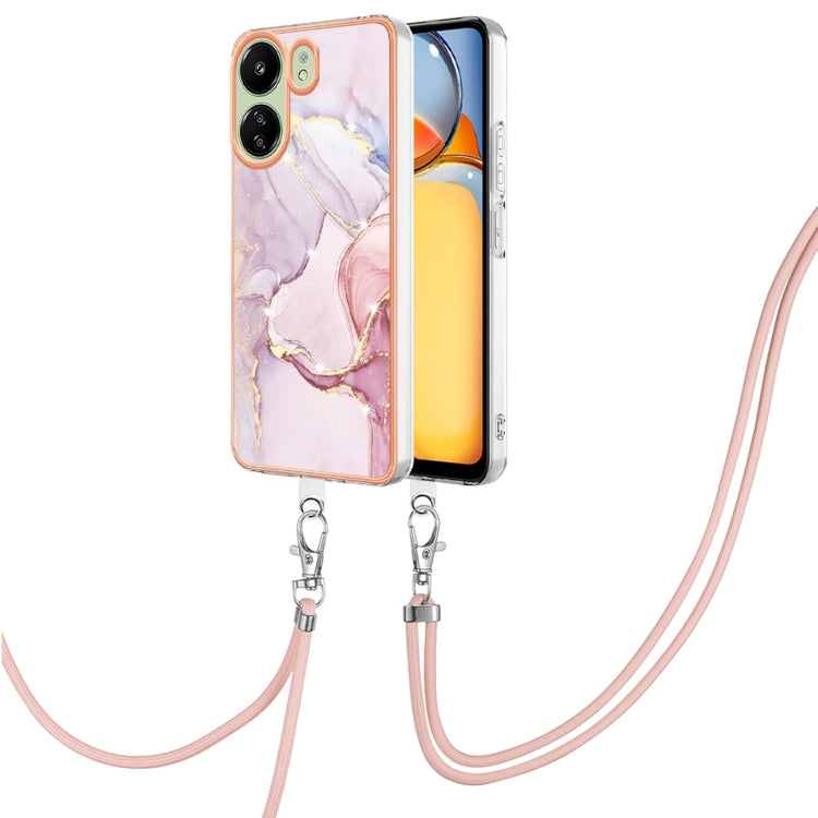 Electroplating Marble Dual-side IMD Phone Case with Lanyard