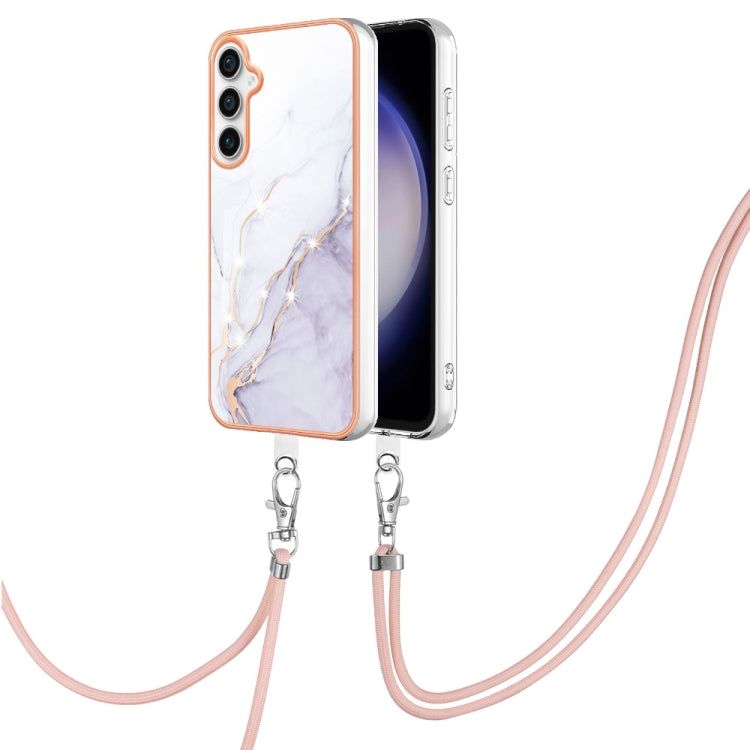 Electroplating Marble Dual-side IMD Phone Case with Lanyard