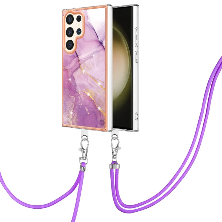 Electroplating Marble Dual-side IMD Phone Case with Lanyard