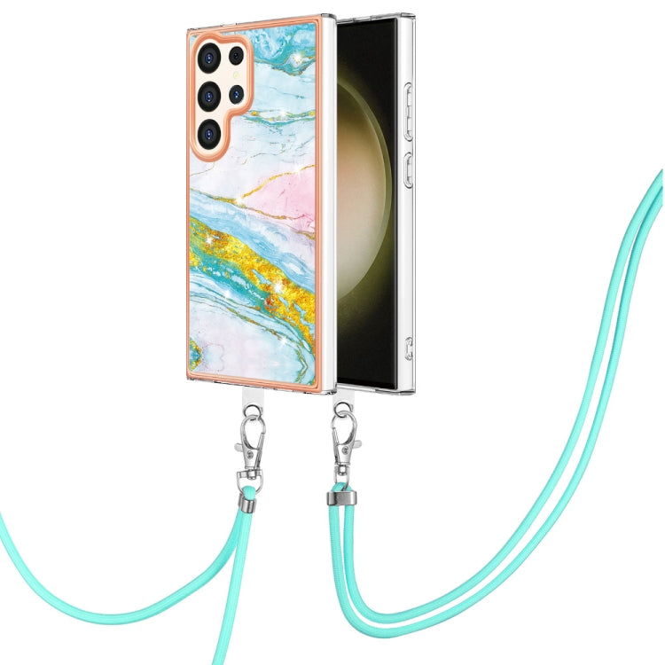 Electroplating Marble Dual-side IMD Phone Case with Lanyard