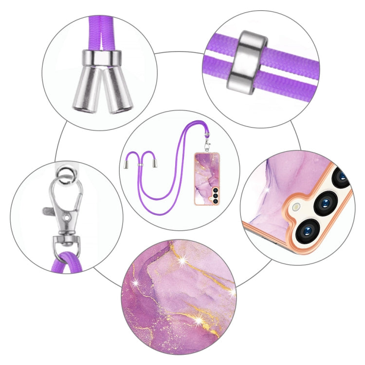 Electroplating Marble Dual-side IMD Phone Case with Lanyard