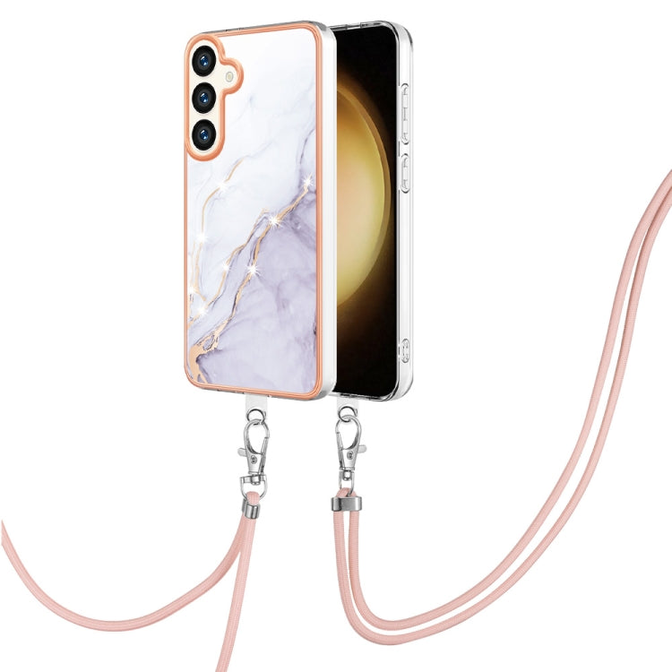 Electroplating Marble Dual-side IMD Phone Case with Lanyard