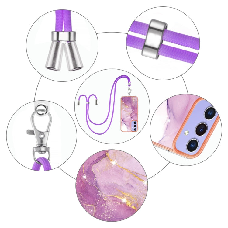 Electroplating Marble Dual-side IMD Phone Case with Lanyard