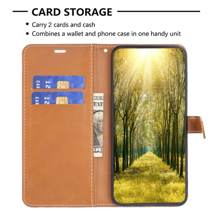 Color Block Denim Texture Leather Phone Case, For iPhone 15 Pro Max, For iPhone 15 Pro