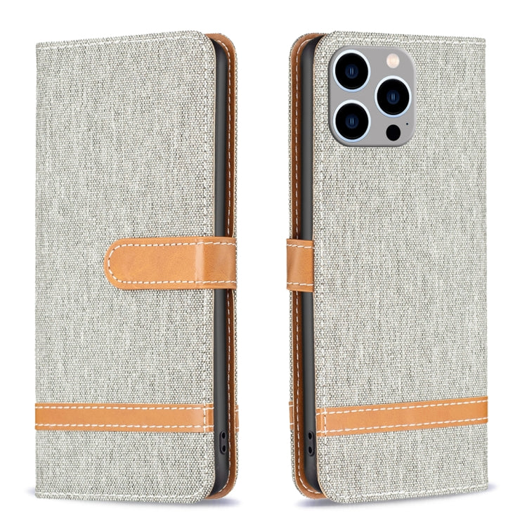 Color Block Denim Texture Leather Phone Case, For iPhone 15 Pro Max, For iPhone 15 Pro