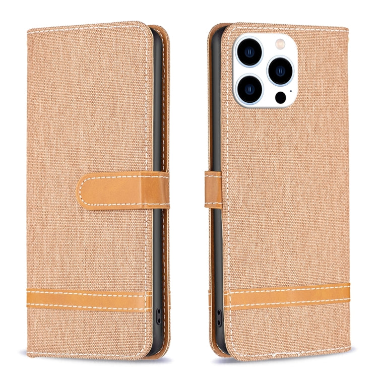 Color Block Denim Texture Leather Phone Case, For iPhone 15 Pro Max, For iPhone 15 Pro