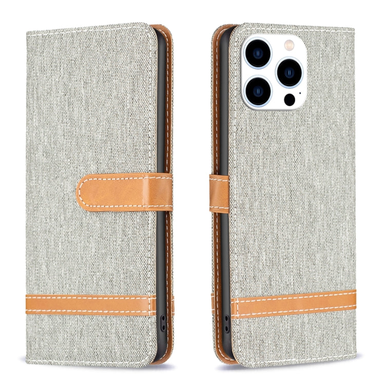 Color Block Denim Texture Leather Phone Case, For iPhone 15 Pro Max, For iPhone 15 Pro