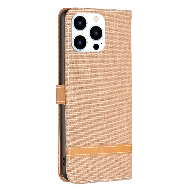Color Block Denim Texture Leather Phone Case, For iPhone 16 Pro Max, For iPhone 16 Pro