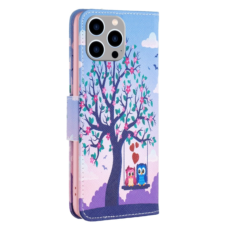 Colored Drawing Pattern Flip Leather Phone Case, For iPhone 15 Pro Max, For iPhone 15 Pro