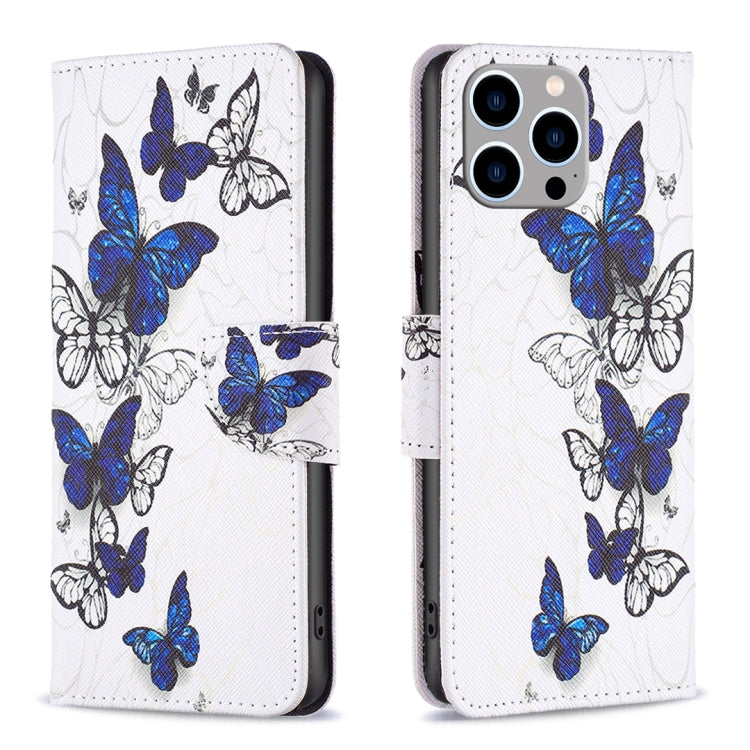 Colored Drawing Pattern Flip Leather Phone Case, For iPhone 15 Pro Max, For iPhone 15 Pro