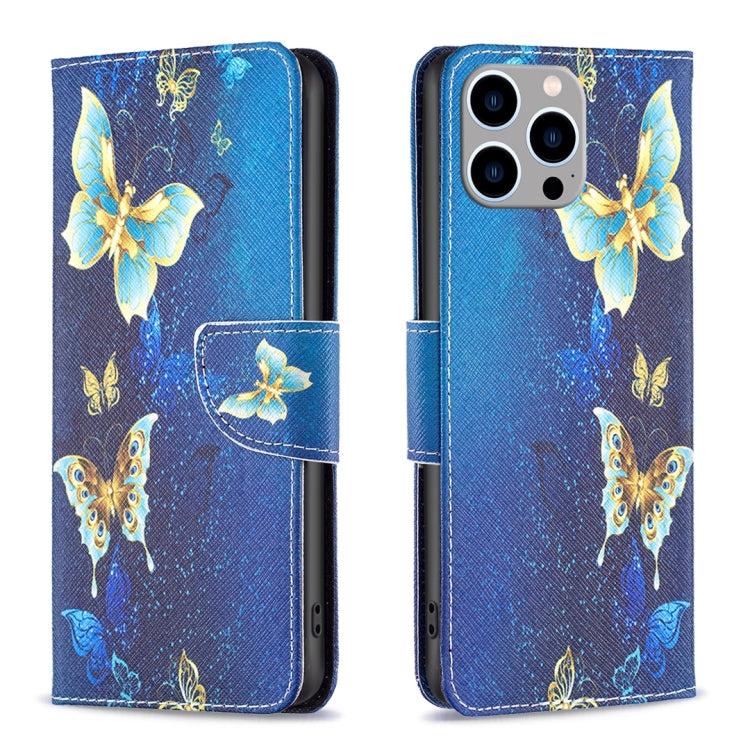 Colored Drawing Pattern Flip Leather Phone Case, For iPhone 15 Pro Max, For iPhone 15 Pro