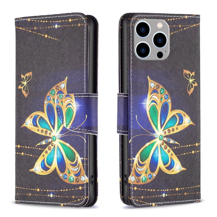Colored Drawing Pattern Flip Leather Phone Case, For iPhone 15 Pro Max, For iPhone 15 Pro
