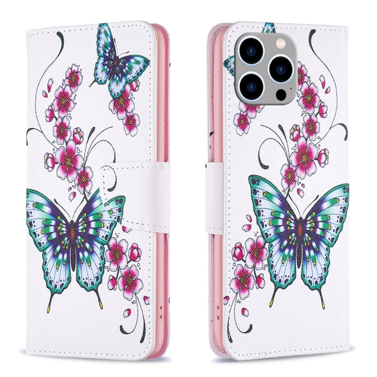 Colored Drawing Pattern Flip Leather Phone Case, For iPhone 15 Pro Max, For iPhone 15 Pro