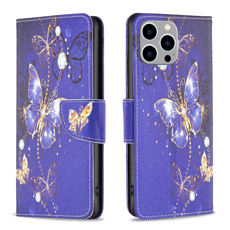 Colored Drawing Pattern Flip Leather Phone Case, For iPhone 15 Pro Max, For iPhone 15 Pro