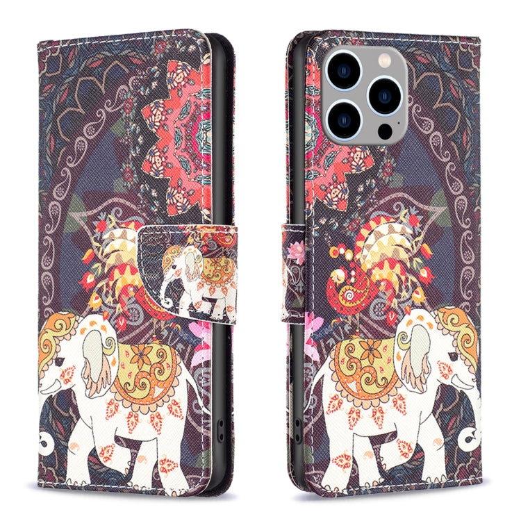 Colored Drawing Pattern Flip Leather Phone Case, For iPhone 15 Pro Max, For iPhone 15 Pro