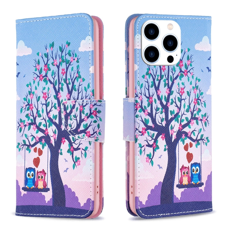 Colored Drawing Pattern Flip Leather Phone Case, For iPhone 15 Pro Max, For iPhone 15 Pro