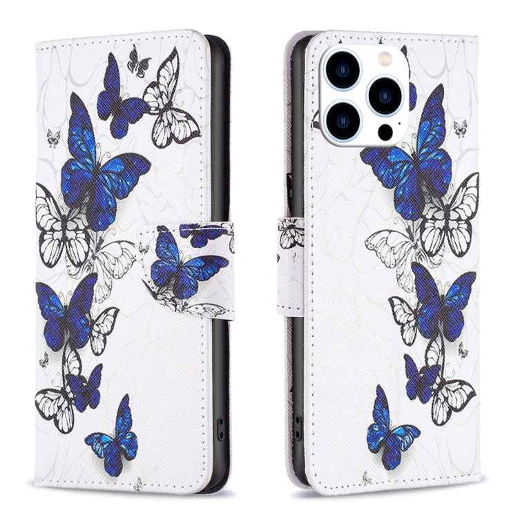 Colored Drawing Pattern Flip Leather Phone Case, For iPhone 15 Pro Max, For iPhone 15 Pro