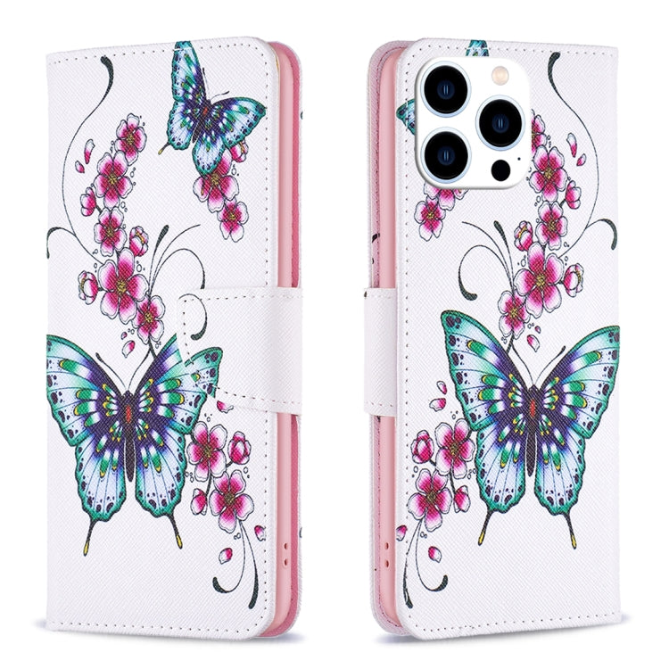 Colored Drawing Pattern Flip Leather Phone Case, For iPhone 15 Pro Max, For iPhone 15 Pro