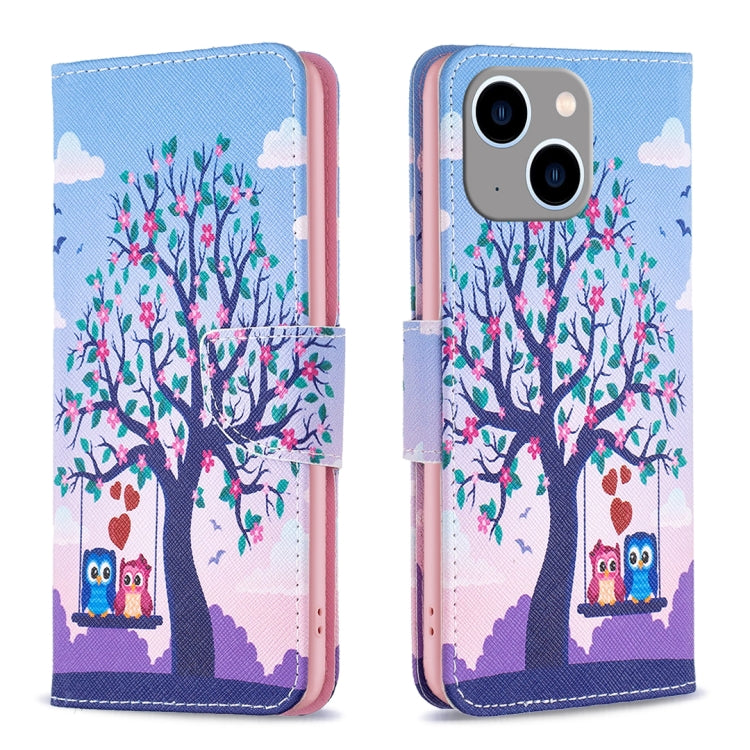 Colored Drawing Pattern Flip Leather Phone Case, For iPhone 15 Plus, For iPhone 15