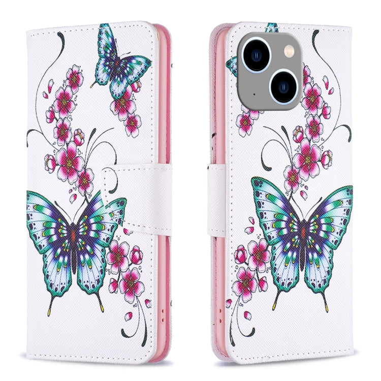 Colored Drawing Pattern Flip Leather Phone Case, For iPhone 15 Plus, For iPhone 15