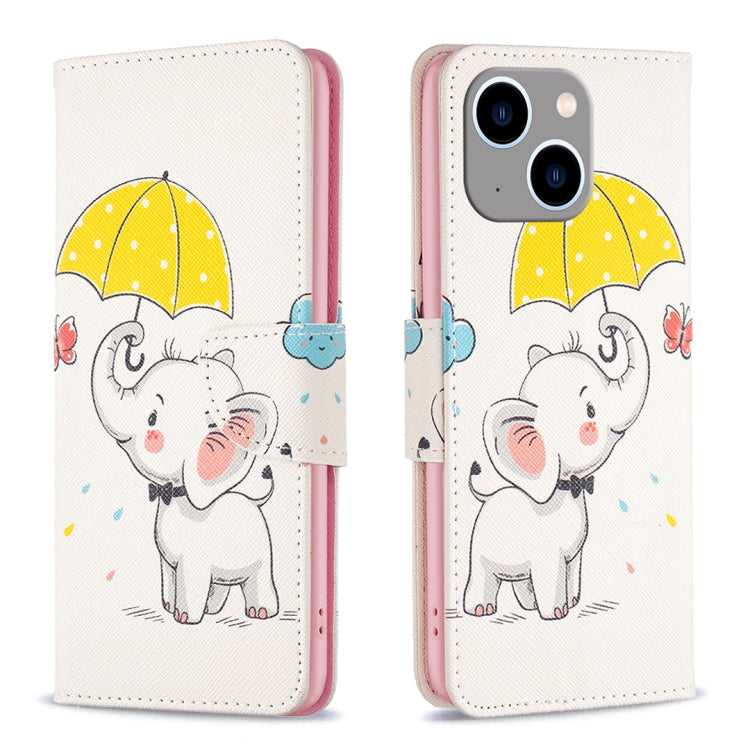 Colored Drawing Pattern Flip Leather Phone Case, For iPhone 15 Plus, For iPhone 15