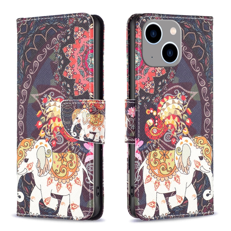 Colored Drawing Pattern Flip Leather Phone Case, For iPhone 15 Plus, For iPhone 15