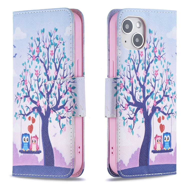 Colored Drawing Pattern Flip Leather Phone Case, For iPhone 15 Plus, For iPhone 15