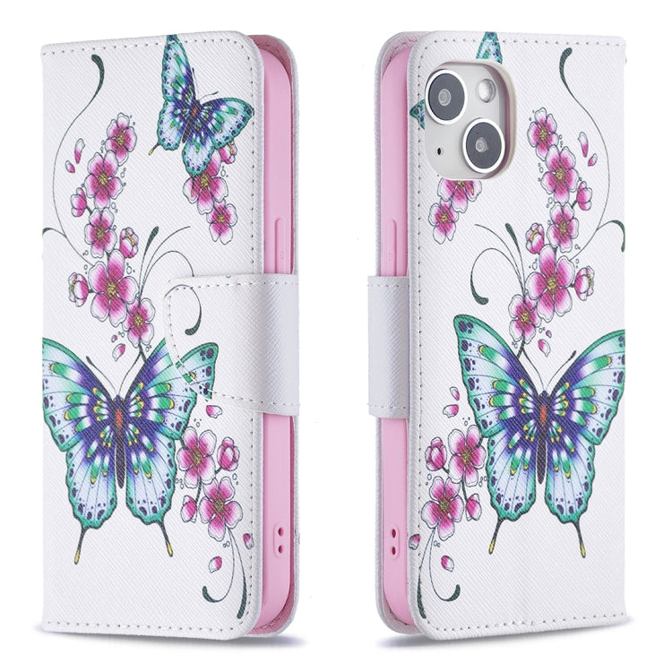 Colored Drawing Pattern Flip Leather Phone Case, For iPhone 15 Plus, For iPhone 15