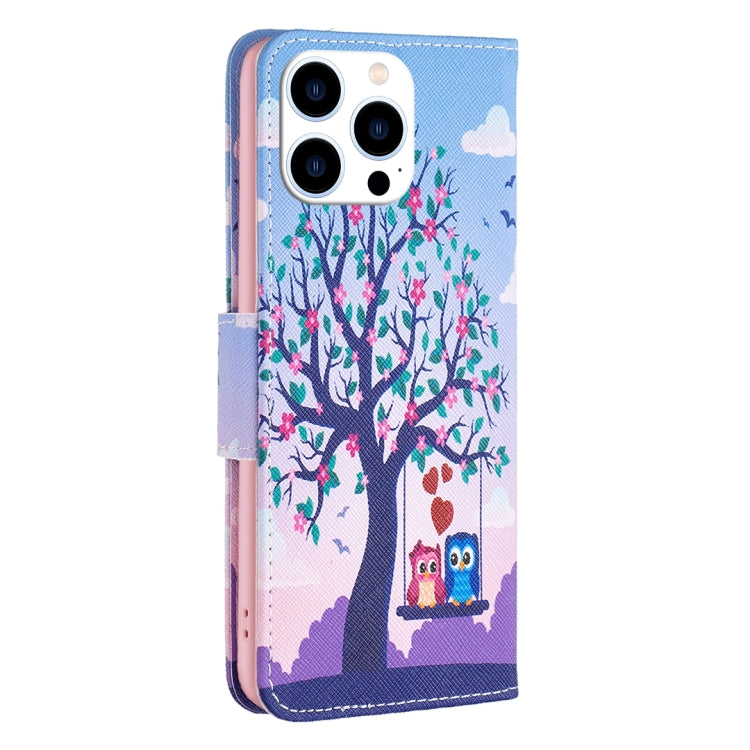 Colored Drawing Pattern Flip Leather Phone Case, For iPhone 16 Pro Max, For iPhone 16 Pro