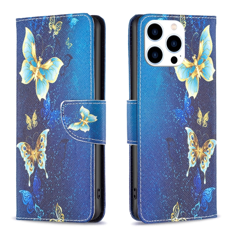 Colored Drawing Pattern Flip Leather Phone Case, For iPhone 16 Pro Max, For iPhone 16 Pro