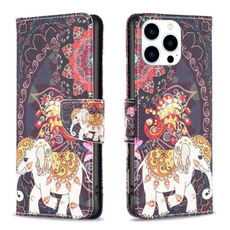 Colored Drawing Pattern Flip Leather Phone Case, For iPhone 16 Pro Max, For iPhone 16 Pro