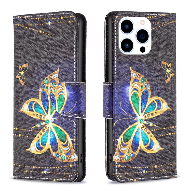 Colored Drawing Pattern Flip Leather Phone Case, For iPhone 16 Pro Max, For iPhone 16 Pro