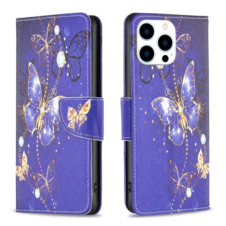 Colored Drawing Pattern Flip Leather Phone Case, For iPhone 16 Pro Max, For iPhone 16 Pro
