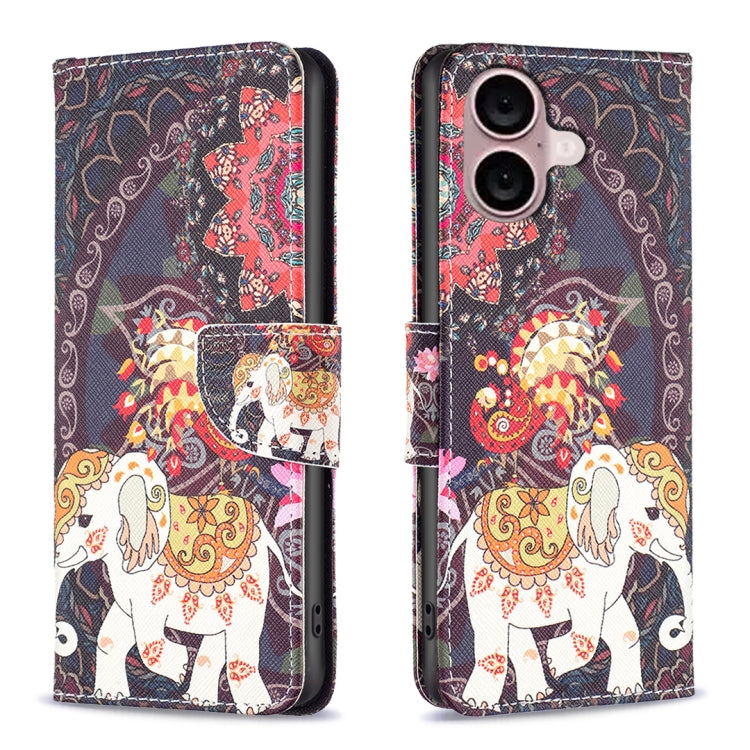 Colored Drawing Pattern Flip Leather Phone Case, For iPhone 16 Plus, For iPhone 16