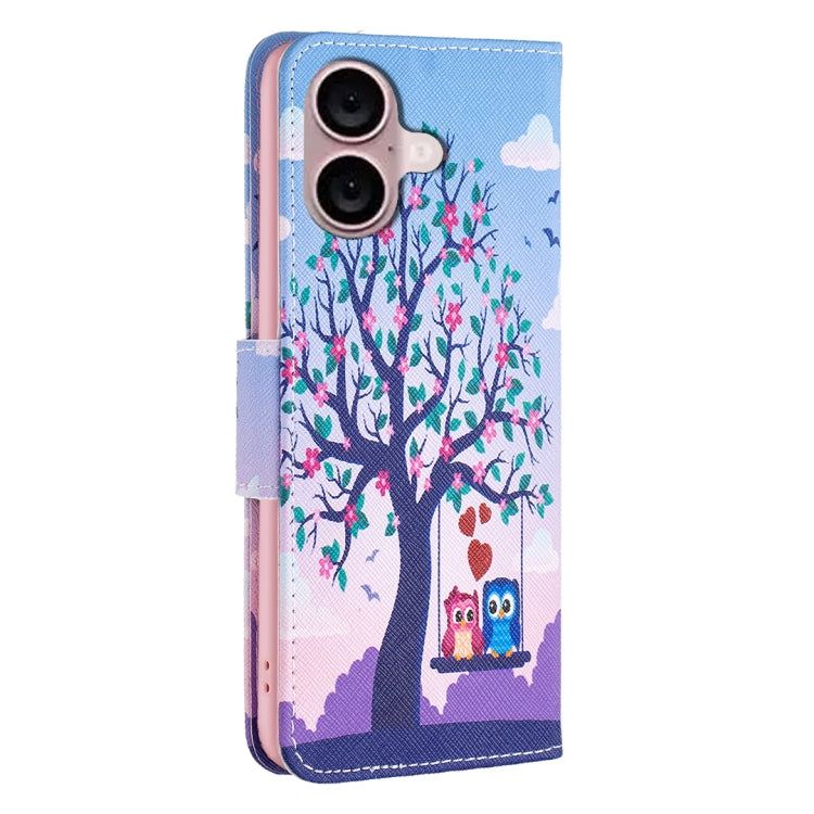 Colored Drawing Pattern Flip Leather Phone Case, For iPhone 16 Plus, For iPhone 16