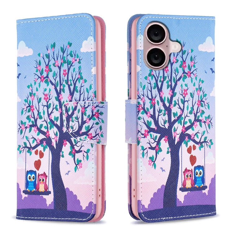Colored Drawing Pattern Flip Leather Phone Case, For iPhone 16 Plus, For iPhone 16