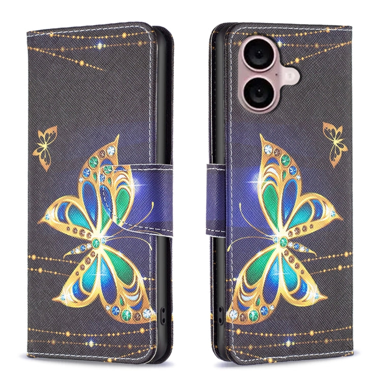 Colored Drawing Pattern Flip Leather Phone Case, For iPhone 16 Plus, For iPhone 16