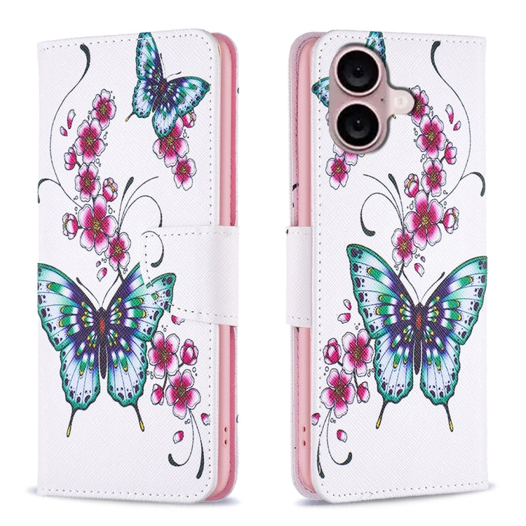 Colored Drawing Pattern Flip Leather Phone Case, For iPhone 16 Plus, For iPhone 16