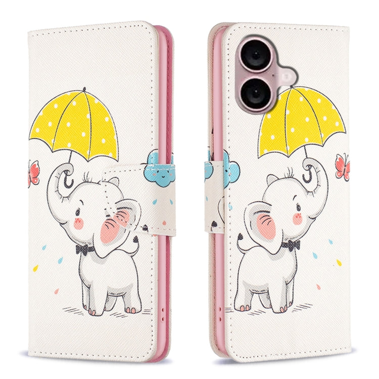 Colored Drawing Pattern Flip Leather Phone Case, For iPhone 16 Plus, For iPhone 16