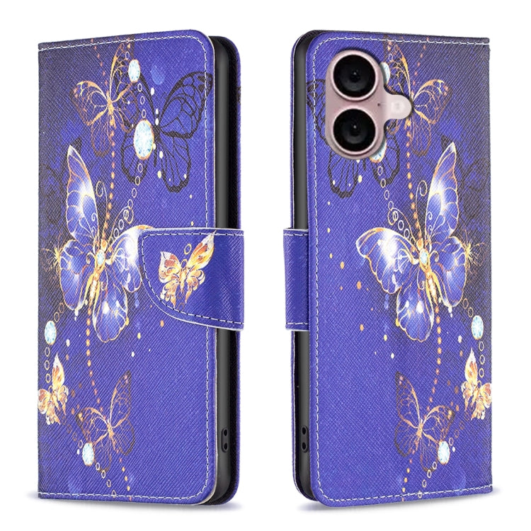 Colored Drawing Pattern Flip Leather Phone Case, For iPhone 16 Plus, For iPhone 16