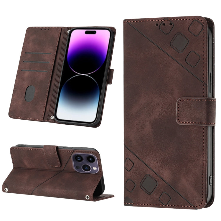 Skin-feel Embossed Leather Phone Case, For iPhone 15, For iPod Touch 7 / 6 / 5