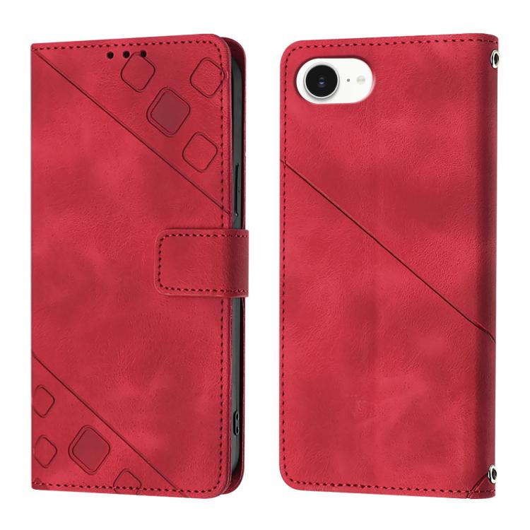 Skin-feel Embossed Leather Phone Case, iPhone 16e, For iPhone 15 Pro Max, For iPhone 15 Pro, For iPhone 15 Plus