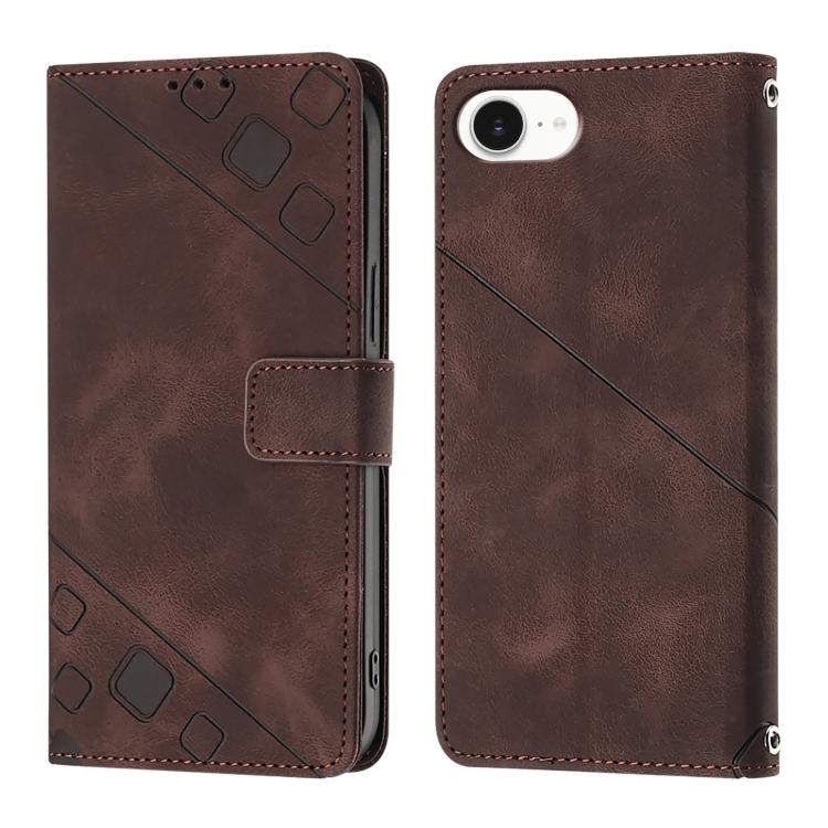 Skin-feel Embossed Leather Phone Case, iPhone 16e, For iPhone 15 Pro Max, For iPhone 15 Pro, For iPhone 15 Plus