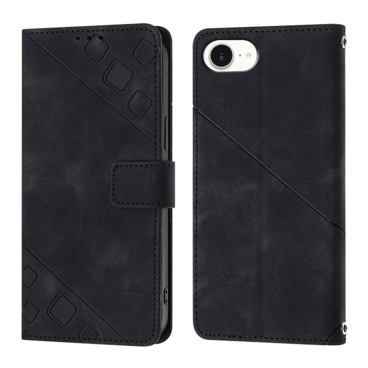 Skin-feel Embossed Leather Phone Case, iPhone 16e, For iPhone 15 Pro Max, For iPhone 15 Pro, For iPhone 15 Plus