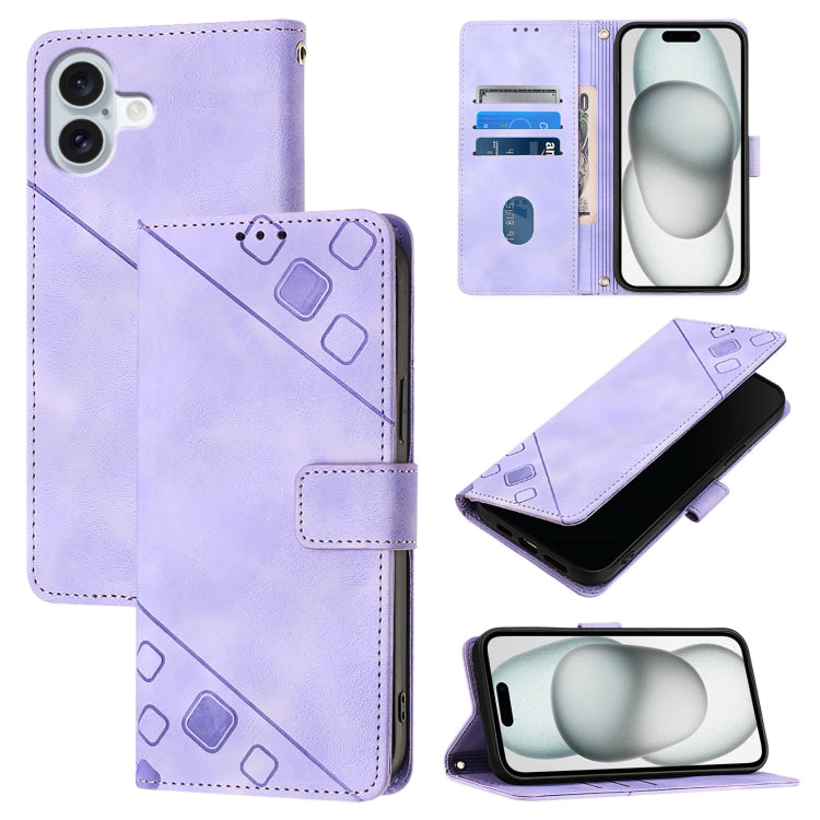 Skin-feel Embossed Leather Phone Case, iPhone 16e, For iPhone 15 Pro Max, For iPhone 15 Pro, For iPhone 15 Plus