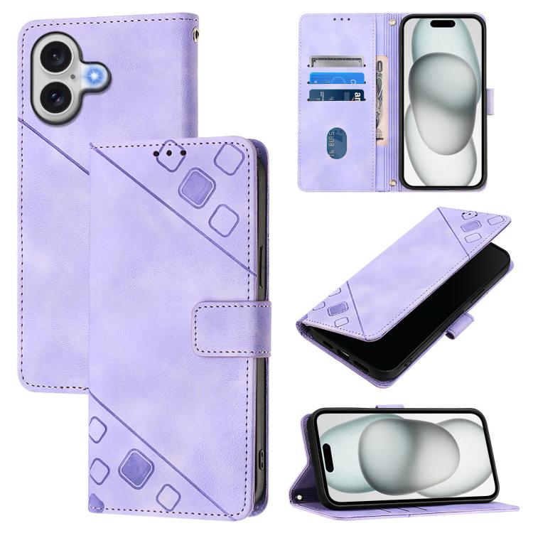 Skin-feel Embossed Leather Phone Case, For iPhone 16 Pro Max, For iPhone 16 Pro, For iPhone 16 Plus, For iPhone 16