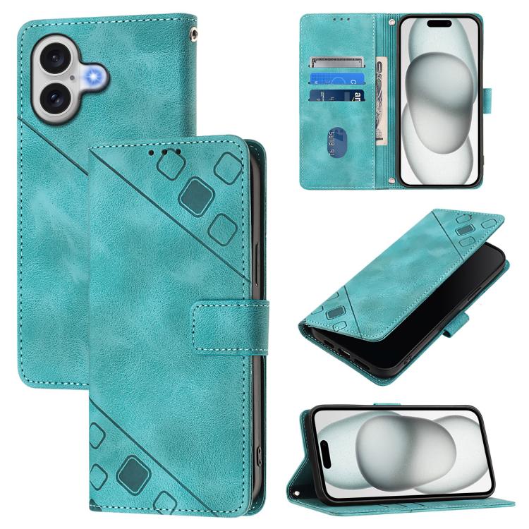Skin-feel Embossed Leather Phone Case, For iPhone 16 Pro Max, For iPhone 16 Pro, For iPhone 16 Plus, For iPhone 16